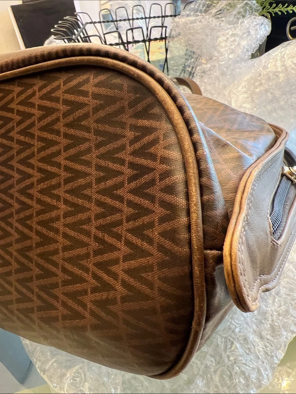 Valentino Brown Monogram Signature Satchel - Picture 10 of 11